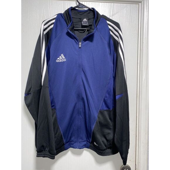 adidas Other - Adidas Jacket Mens Medium Black‎ Blue White Logo ClimaCool Soccer Track